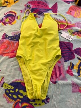 Shade & Shore Neon Yellow One-Piece Girls' Swimsuit